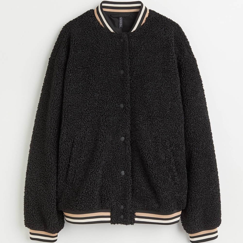 H&M Faux Shearling Baseball Jacket NWT